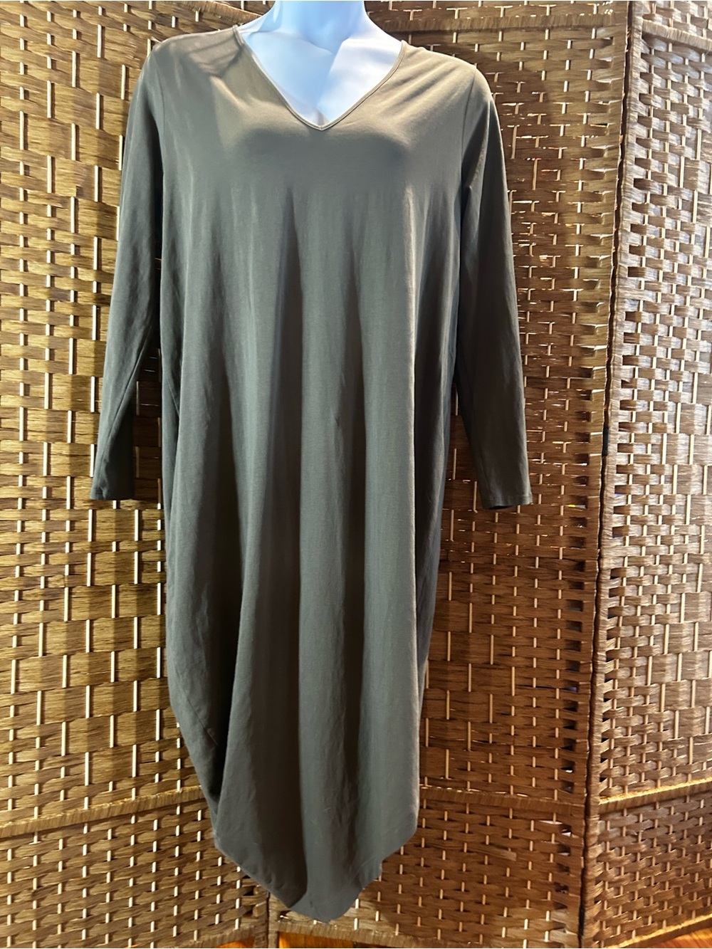 Universal Standard Geneva Brown Pima Cotton Asymmetrical Midi Dress